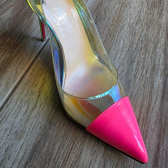Christian Louboutin Debout 100 Patent Fushia Leather PVC Riviera Pumps. Eur. 37 - Picture 12 of 14